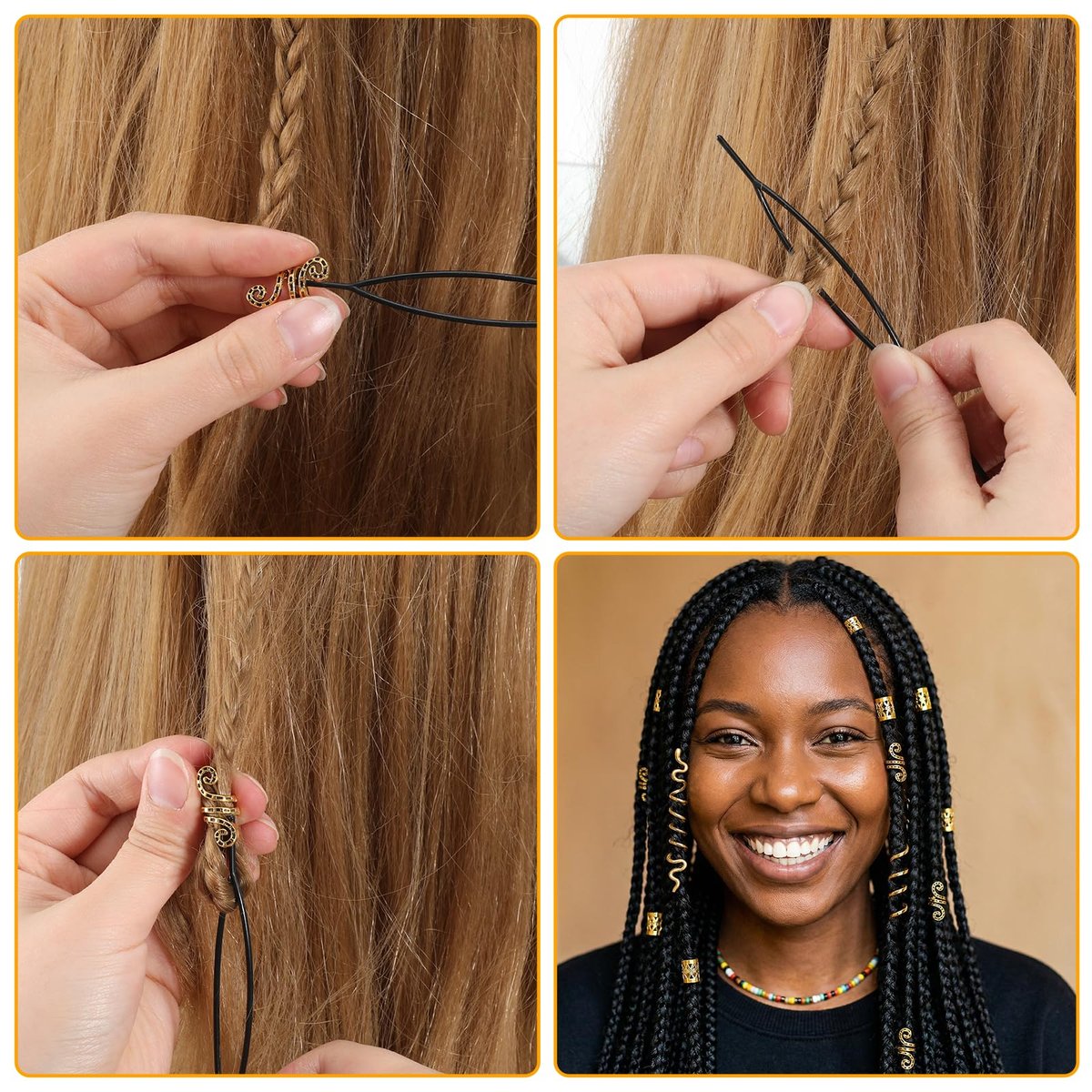 QFGasre 28-Piece Gold Hair Jewelry Set – Snake Hair Clips, Dreadlock Beads & Barrettes for Women, Braids Accessories, Valentines Day Gift - görsel 11