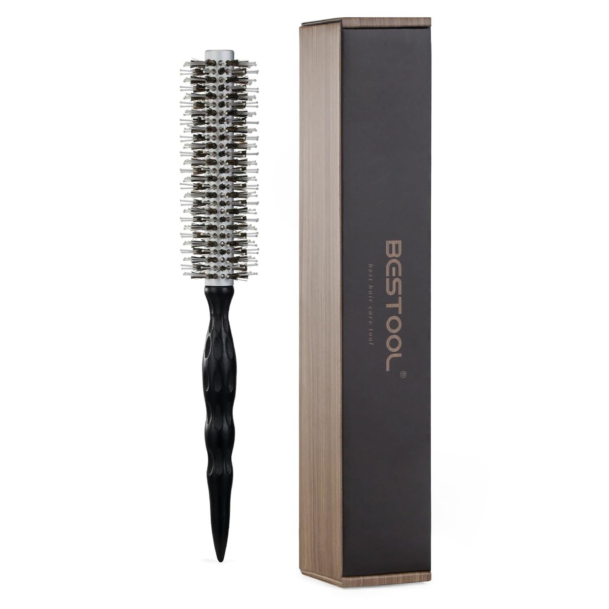 BESTOOL Lightweight Round Brush for Blowout Styling - Small Boar Bristle Hair Brush for Short to Medium Hair, Adds Shine & Smoothness, Creates Volume - görsel 1