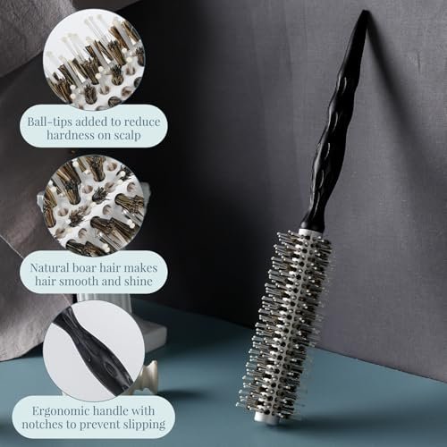 BESTOOL Lightweight Round Brush for Blowout Styling - Small Boar Bristle Hair Brush for Short to Medium Hair, Adds Shine & Smoothness, Creates Volume - görsel 4