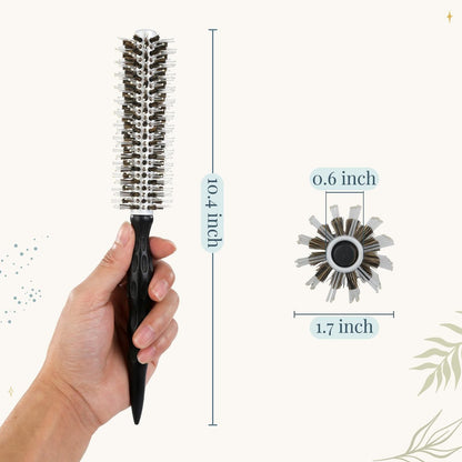 BESTOOL Lightweight Round Brush for Blowout Styling - Small Boar Bristle Hair Brush for Short to Medium Hair, Adds Shine & Smoothness, Creates Volume