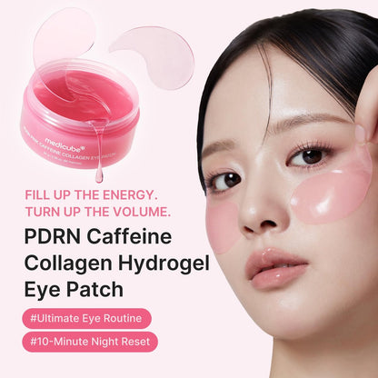 medicube PDRN Caffeine Collagen Eye Patch – 30 Pairs | Gel Eye Patches for Dark Circles, Undereye Bags & Firming Age-Defying Care with Retinol, Collagen | Korean Skincare Avelisse