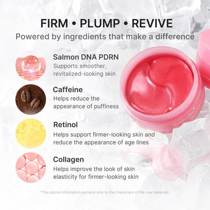 medicube PDRN Caffeine Collagen Eye Patch – 30 Pairs | Gel Eye Patches for Dark Circles, Undereye Bags & Firming Age-Defying Care with Retinol, Collagen | Korean Skincare Avelisse
