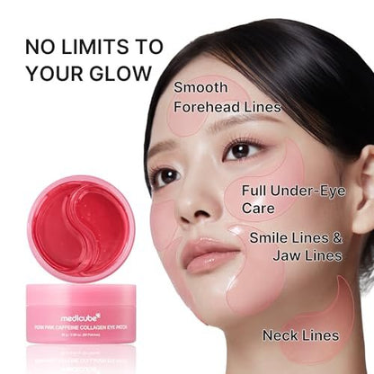medicube PDRN Caffeine Collagen Eye Patch – 30 Pairs | Gel Eye Patches for Dark Circles, Undereye Bags & Firming Age-Defying Care with Retinol, Collagen | Korean Skincare Avelisse