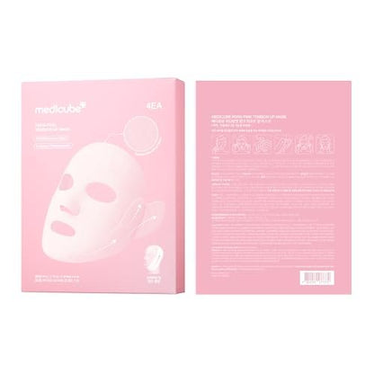 medicube PDRN Pink Tension Up Mask – 3-Step V-Line Sheet Mask for Contoured Chin & Jawline, Full-Face Firming with Salmon PDRN, NAD & Caffeine, Korean Skincare, 34g x 4ea + Tightening Band Avelisse