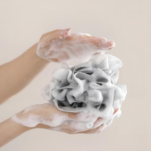 3 PCS Bar Soap Loofah Pouch - 2 in 1 Drawstring Loofah Soap Holder & Exfoliating Mesh Shower Ball for Cleansing and Smooth Skin (Beige+Grey+Pink) - görsel 16
