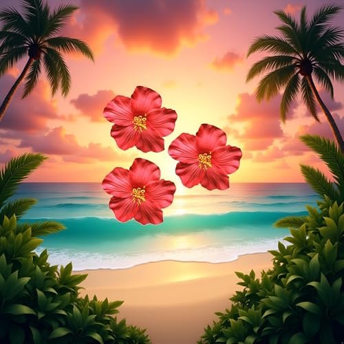 Red Hawaiian Flower Hair Clips (3-Pack) – 8 cm Fabric Bohemian Hair Accessories for Women, Dancers, Bridal, Wedding, Beach & Party - görsel 11