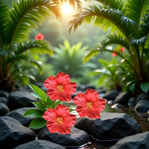Red Hawaiian Flower Hair Clips (3-Pack) – 8 cm Fabric Bohemian Hair Accessories for Women, Dancers, Bridal, Wedding, Beach & Party - görsel 5