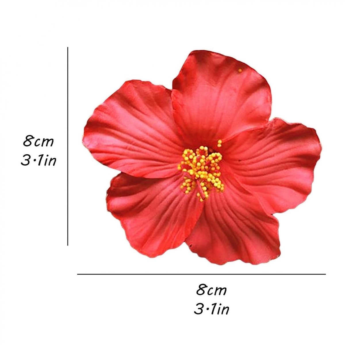 Red Hawaiian Flower Hair Clips (3-Pack) – 8 cm Fabric Bohemian Hair Accessories for Women, Dancers, Bridal, Wedding, Beach & Party - görsel 2