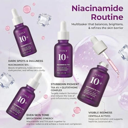 YUFUY Niacinamide 10 + TXA 4 Serum for Face - Korean Glass Skin Centella Dark Spot Corrector, Tranexamic Acid for Uneven Skin Tone & Pore Care, Sensitive Skin (30ml)