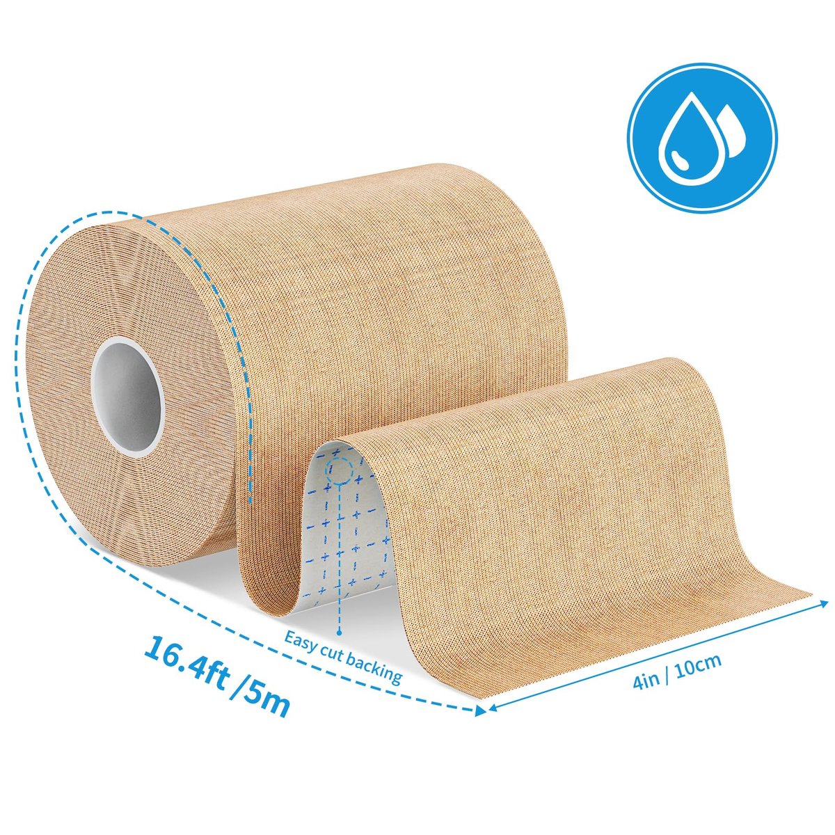 Waterproof & Sweat-Resistant Tattoo Cover Up Tape – Light Tan Skin Tone, 2 Rolls, 4"x16.4ft, Cuttable Cover Up Patches for Tattoos, Scars & Birthmarks Avelisse