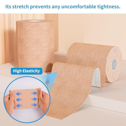 Waterproof & Sweat-Resistant Tattoo Cover Up Tape – Light Tan Skin Tone, 2 Rolls, 4"x16.4ft, Cuttable Cover Up Patches for Tattoos, Scars & Birthmarks Avelisse