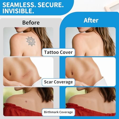 Waterproof & Sweat-Resistant Tattoo Cover Up Tape – Light Tan Skin Tone, 2 Rolls, 4"x16.4ft, Cuttable Cover Up Patches for Tattoos, Scars & Birthmarks Avelisse
