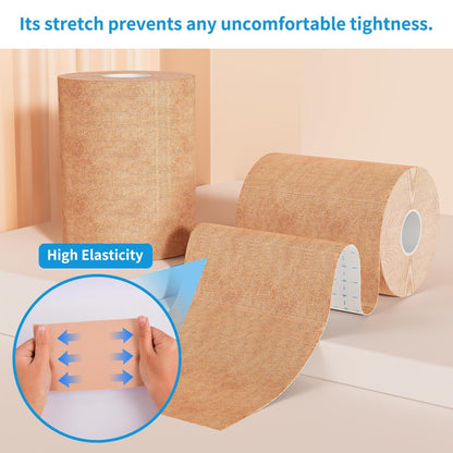 Waterproof & Sweat-Resistant Tattoo Cover Up Tape – Light Tan Skin Tone, 2 Rolls, 4"x16.4ft, Cuttable Cover Up Patches for Tattoos, Scars & Birthmarks Avelisse