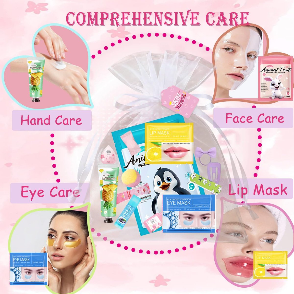 224PCS Spa Party Supplies for Girls - Complete Facial Skin Care Set with Face Masks, Hand Cream, Lip Mask, Foot Bath Bombs, and Face Cream for Birthday Sleepover Parties Avelisse