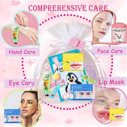 224PCS Spa Party Supplies for Girls - Complete Facial Skin Care Set with Face Masks, Hand Cream, Lip Mask, Foot Bath Bombs, and Face Cream for Birthday Sleepover Parties Avelisse