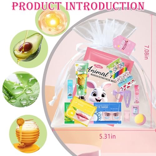 224PCS Spa Party Supplies for Girls - Complete Facial Skin Care Set with Face Masks, Hand Cream, Lip Mask, Foot Bath Bombs, and Face Cream for Birthday Sleepover Parties Avelisse