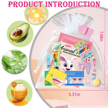 224PCS Spa Party Supplies for Girls - Complete Facial Skin Care Set with Face Masks, Hand Cream, Lip Mask, Foot Bath Bombs, and Face Cream for Birthday Sleepover Parties Avelisse