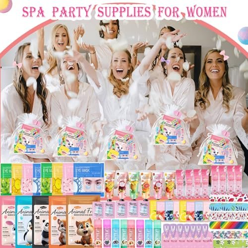 224PCS Spa Party Supplies for Girls - Complete Facial Skin Care Set with Face Masks, Hand Cream, Lip Mask, Foot Bath Bombs, and Face Cream for Birthday Sleepover Parties Avelisse