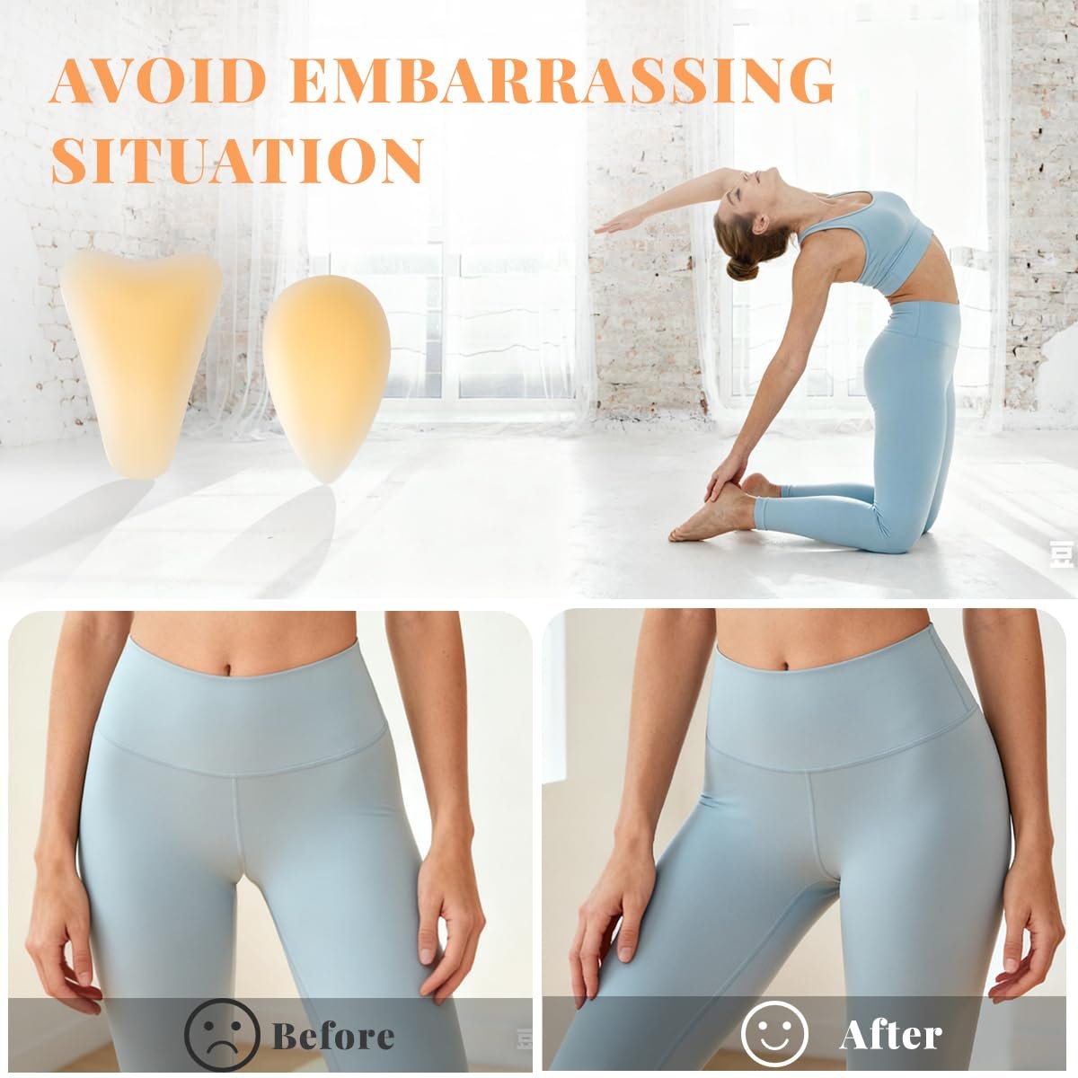 Silicone Concealer Pad for Women – Seamless Smooth Cover, Reusable Silicone Hiders for Leggings, Yoga Pants, Swimwear (4-Pack, Skin) Avelisse