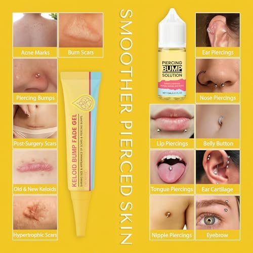 2-Step Piercing Bump Solution: Treatment Oil + Keloid Bump Removal Gel – Professional Aftercare for Nose, Ear & Body Piercings | Effectively Shrinks & Softens Bumps and Scars Avelisse