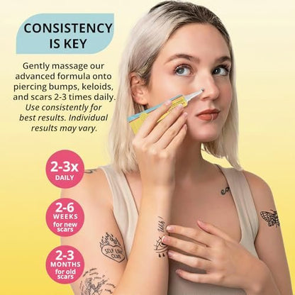 2-Step Piercing Bump Solution: Treatment Oil + Keloid Bump Removal Gel – Professional Aftercare for Nose, Ear & Body Piercings | Effectively Shrinks & Softens Bumps and Scars Avelisse
