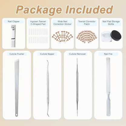 VOCOSTE Ingrown Toenail Correction Kit – Professional Toe Nail Corrector Tools with Leather Case for Curved & Ingrown Nails, Includes Nail Files, Clipper & Lifter Avelisse