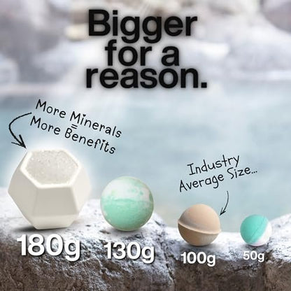 GeoBath Magnesium & Epsom Salt Natural Mineral Bath Bombs – XL 180g – Dye & Fragrance Free – Muscle Relief & Skin Care – Inspired by Healing Hot Springs – 7 Pack Avelisse