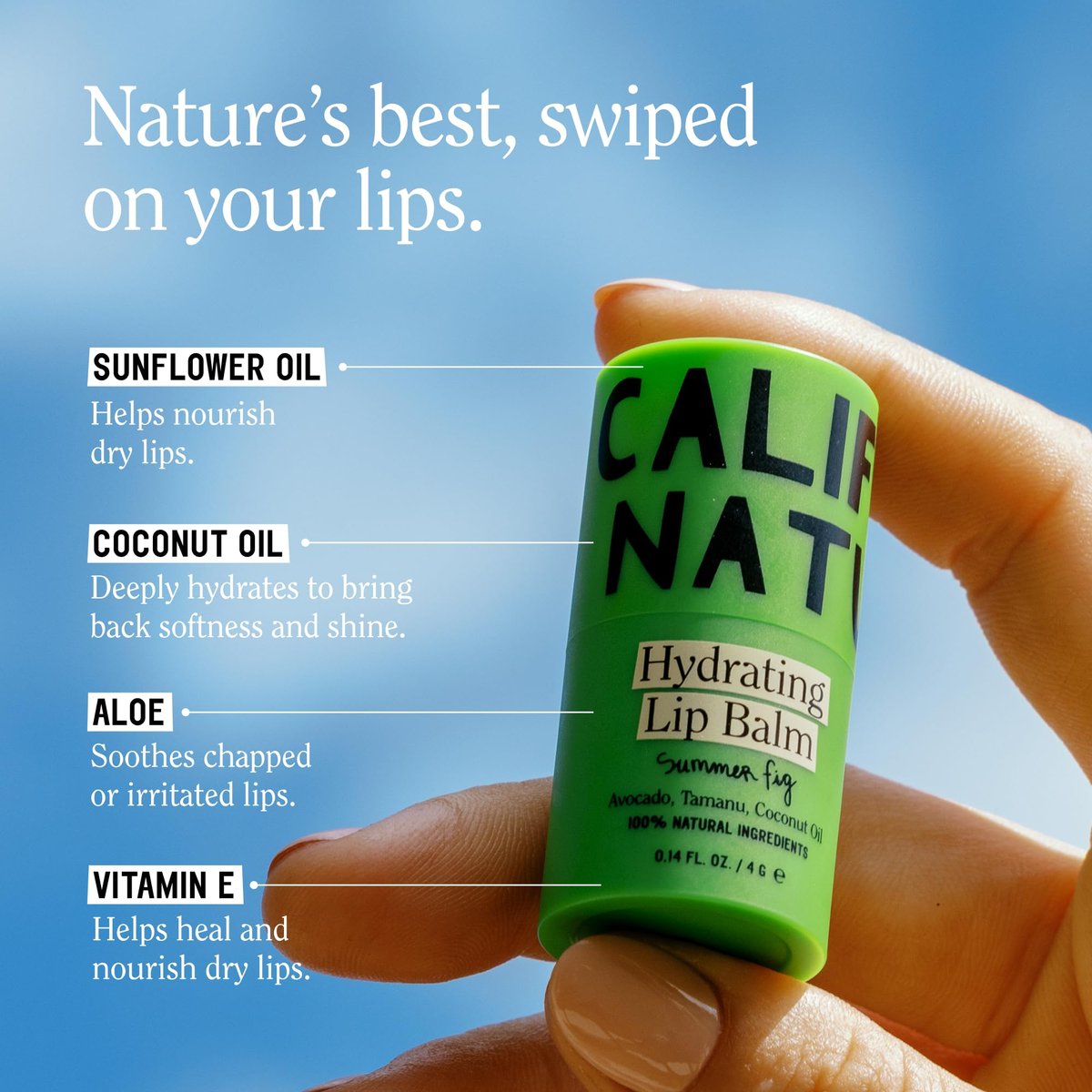 California Naturals Hydrating Lip Balm Duo - Natural, Cruelty-Free, Petroleum-Free - Toasted Coconut & Summer Fig Avelisse