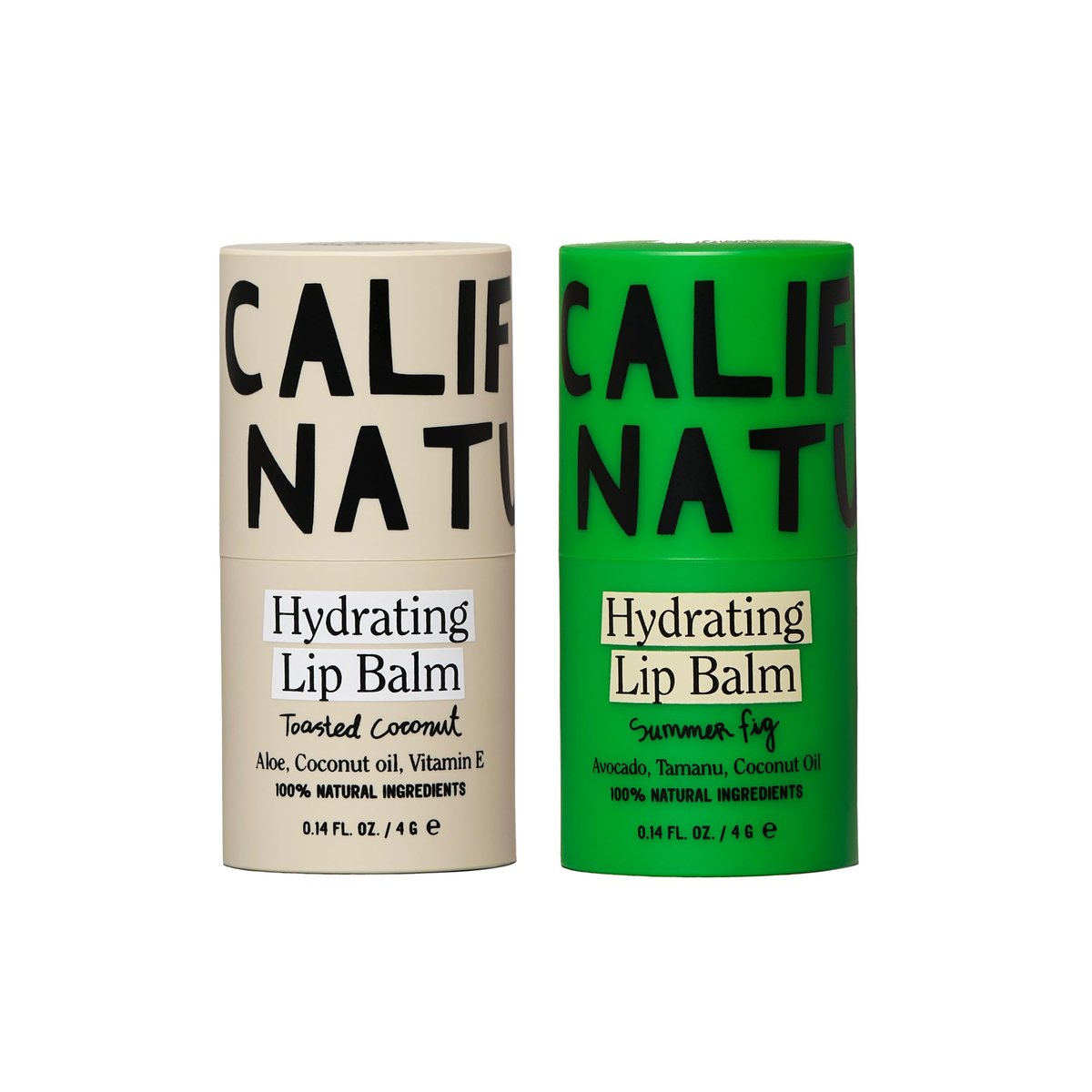 California Naturals Hydrating Lip Balm Duo - Natural, Cruelty-Free, Petroleum-Free - Toasted Coconut & Summer Fig Avelisse