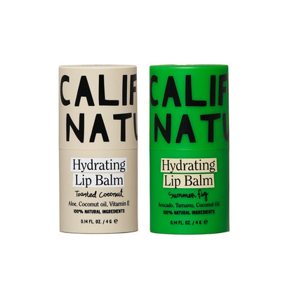 California Naturals Hydrating Lip Balm Duo - Natural, Cruelty-Free, Petroleum-Free - Toasted Coconut & Summer Fig Avelisse
