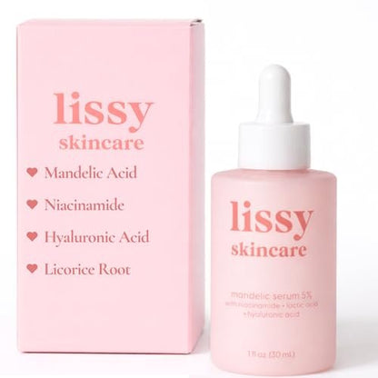Mandelic Acid Serum Toner Exfoliant | Acne Redness & Balancing Treatment with Niacinamide, Licorice Root & Hyaluronic Acid | Hydrating Exfoliator (Lissy Skincare, 1 fl oz) Avelisse
