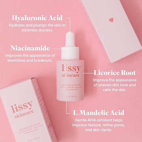 Mandelic Acid Serum Toner Exfoliant | Acne Redness & Balancing Treatment with Niacinamide, Licorice Root & Hyaluronic Acid | Hydrating Exfoliator (Lissy Skincare, 1 fl oz) Avelisse