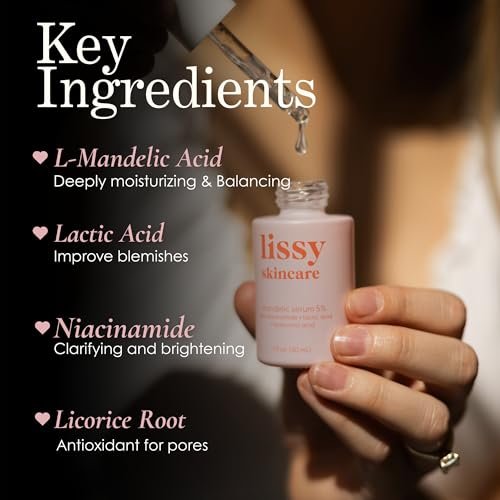Mandelic Acid Serum Toner Exfoliant | Acne Redness & Balancing Treatment with Niacinamide, Licorice Root & Hyaluronic Acid | Hydrating Exfoliator (Lissy Skincare, 1 fl oz) Avelisse