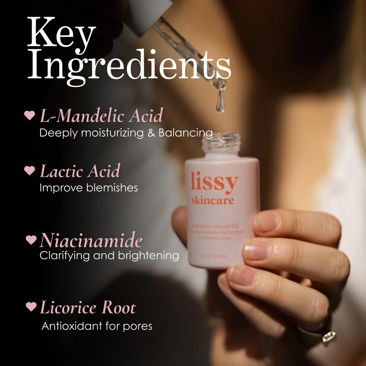 Mandelic Acid Serum Toner Exfoliant | Acne Redness & Balancing Treatment with Niacinamide, Licorice Root & Hyaluronic Acid | Hydrating Exfoliator (Lissy Skincare, 1 fl oz) Avelisse