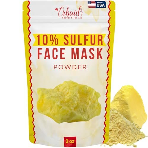 Sulfur Face Mask – All Natural Brightening Facial Clay Mask Powder for Oily & Blemish-Prone Skin, Sulfur & Bentonite Clay, 3 oz, Made in USA - görsel 1