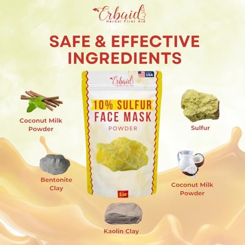 Sulfur Face Mask – All Natural Brightening Facial Clay Mask Powder for Oily & Blemish-Prone Skin, Sulfur & Bentonite Clay, 3 oz, Made in USA - görsel 9