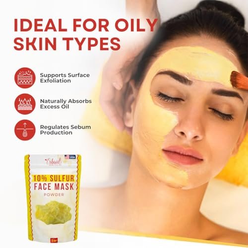 Sulfur Face Mask – All Natural Brightening Facial Clay Mask Powder for Oily & Blemish-Prone Skin, Sulfur & Bentonite Clay, 3 oz, Made in USA - görsel 5