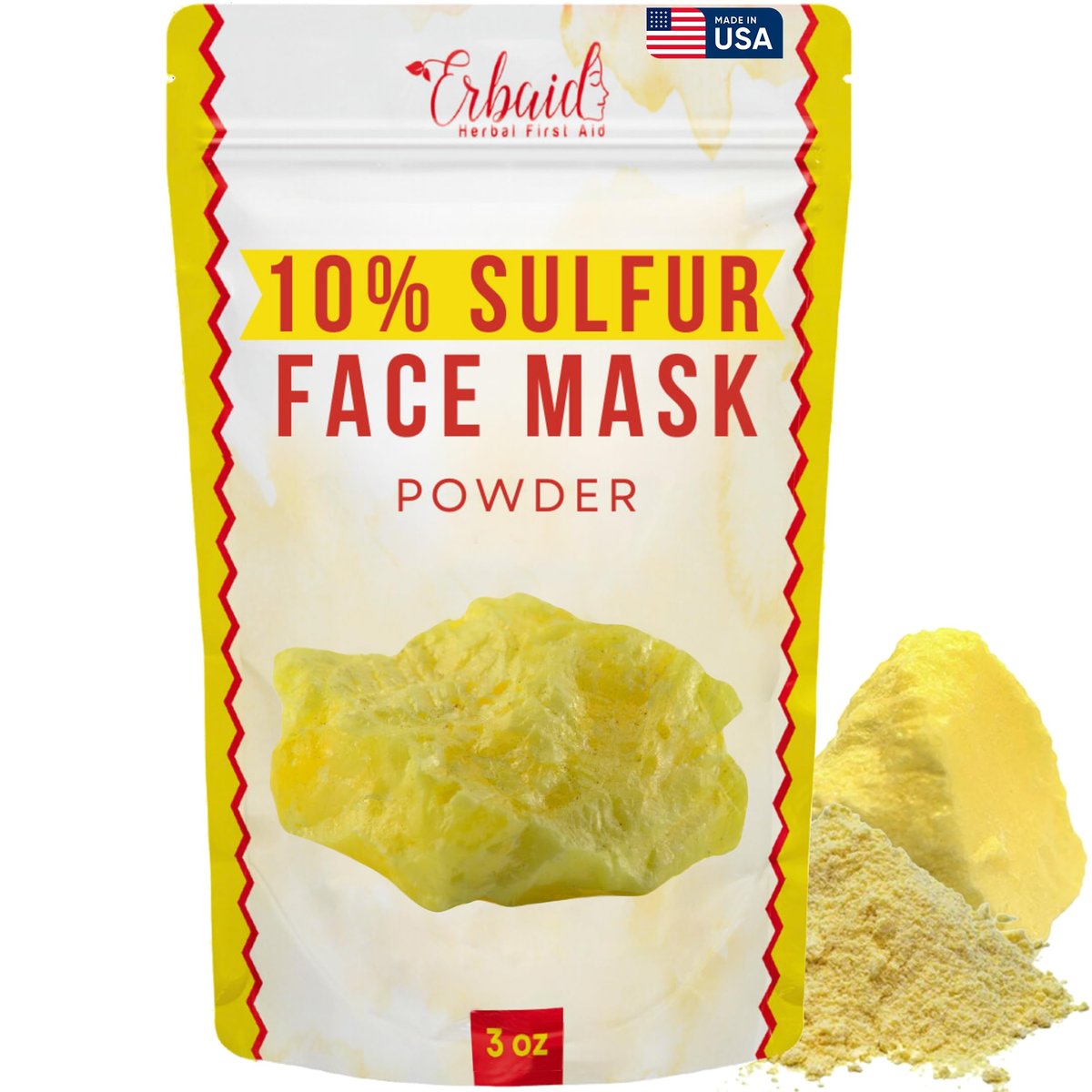 Sulfur Face Mask – All Natural Brightening Facial Clay Mask Powder for Oily & Blemish-Prone Skin, Sulfur & Bentonite Clay, 3 oz, Made in USA - görsel 2