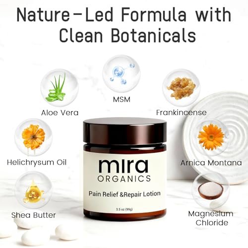Mira Natural Relief & Repair Lotion – Fast-Absorbing, Non-Greasy Formula for Muscle & Joint Discomfort with Botanical Blend & Moisturizing Care for All Skin Types (3.5 Fl Oz) Avelisse