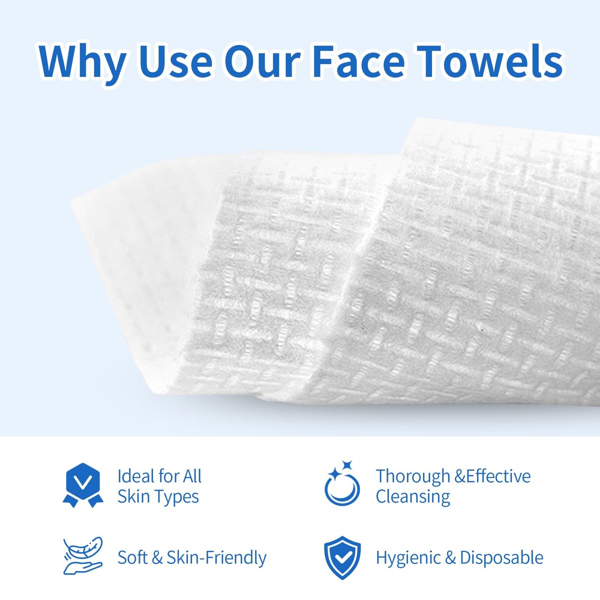 Clean Skin Face Towels XL - Disposable Face Towelettes (50 Count) Plant-Based Cleansing Towelettes for Skincare & Makeup Removal, Unscented Facial Cloths, Soft and Gentle, 100% Viscose Fiber Avelisse