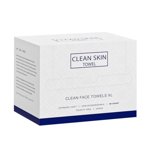 Clean Skin Face Towels XL - Disposable Face Towelettes (50 Count) Plant-Based Cleansing Towelettes for Skincare & Makeup Removal, Unscented Facial Cloths, Soft and Gentle, 100% Viscose Fiber Avelisse