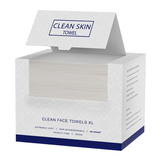 Clean Skin Face Towels XL - Disposable Face Towelettes (50 Count) Plant-Based Cleansing Towelettes for Skincare & Makeup Removal, Unscented Facial Cloths, Soft and Gentle, 100% Viscose Fiber Avelisse