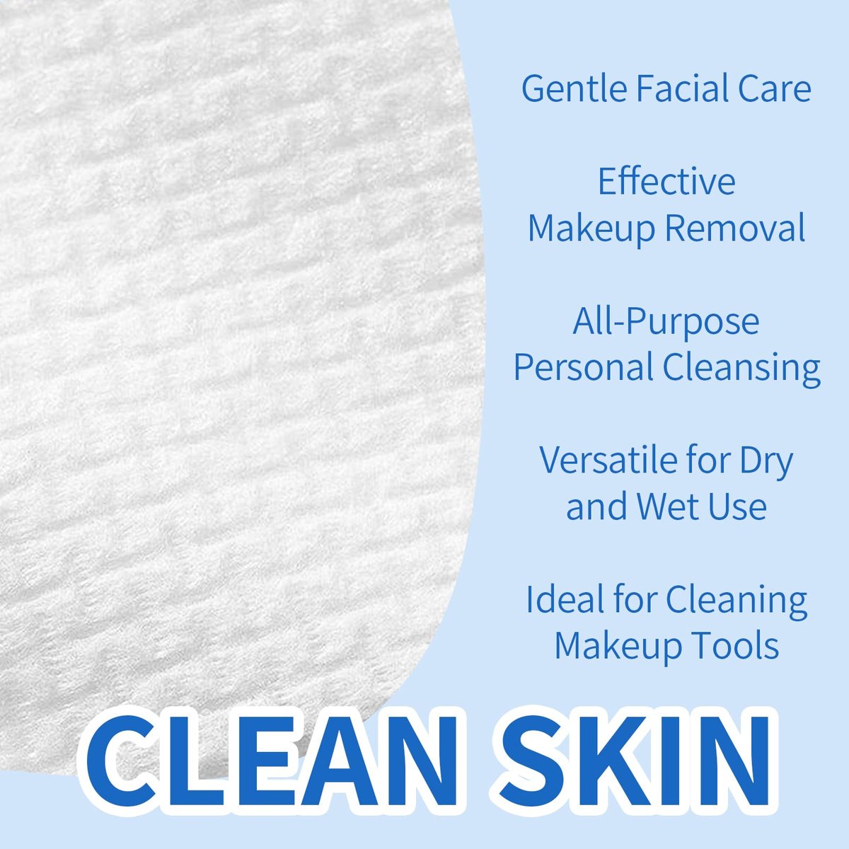 Clean Skin Face Towels XL - Disposable Face Towelettes (50 Count) Plant-Based Cleansing Towelettes for Skincare & Makeup Removal, Unscented Facial Cloths, Soft and Gentle, 100% Viscose Fiber Avelisse