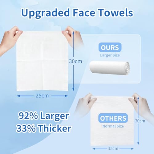 Clean Skin Face Towels XL - Disposable Face Towelettes (50 Count) Plant-Based Cleansing Towelettes for Skincare & Makeup Removal, Unscented Facial Cloths, Soft and Gentle, 100% Viscose Fiber Avelisse