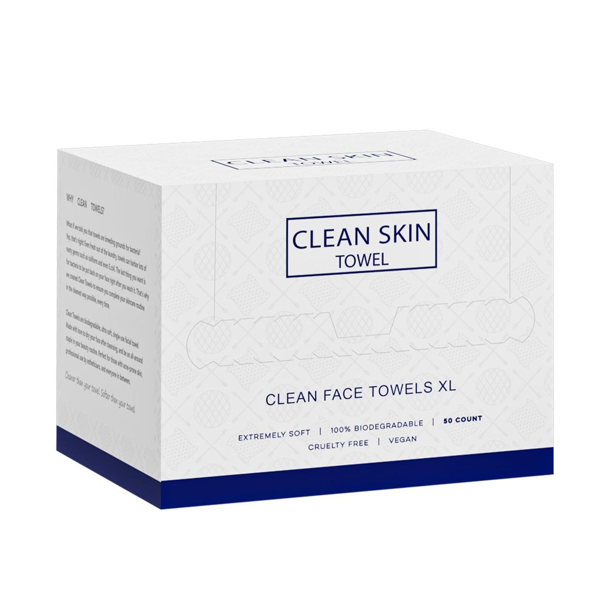 Clean Skin Face Towels XL - Disposable Face Towelettes (50 Count) Plant-Based Cleansing Towelettes for Skincare & Makeup Removal, Unscented Facial Cloths, Soft and Gentle, 100% Viscose Fiber Avelisse