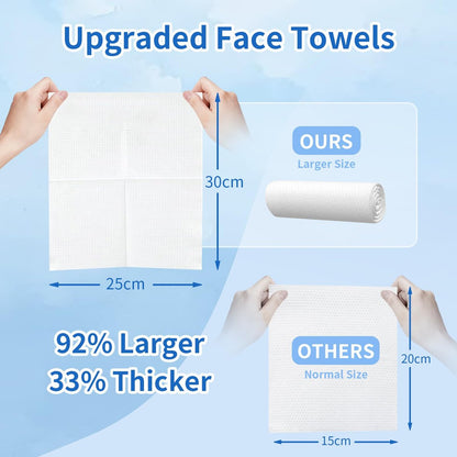 Clean Skin Face Towels XL - Disposable Face Towelettes (50 Count) Plant-Based Cleansing Towelettes for Skincare & Makeup Removal, Unscented Facial Cloths, Soft and Gentle, 100% Viscose Fiber Avelisse