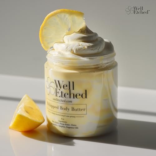 Lemon Meringue Body Butter - Handcrafted Whipped Shea & Mango Butter, Fast Absorbing Natural Moisturizer for Dry Skin, Eczema, Stretch Marks, After Sun - 8 fl oz - görsel 12