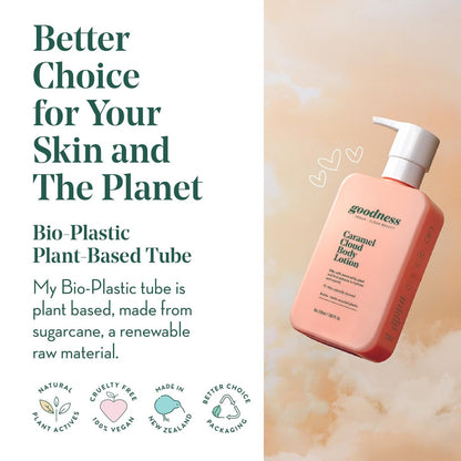 goodness Caramel Body Lotion for Dry Skin – Lightweight, Fast-Absorbing Moisturizer with Shea Butter & Hyaluronic Acid – Non-Greasy Hydration with Antioxidants
