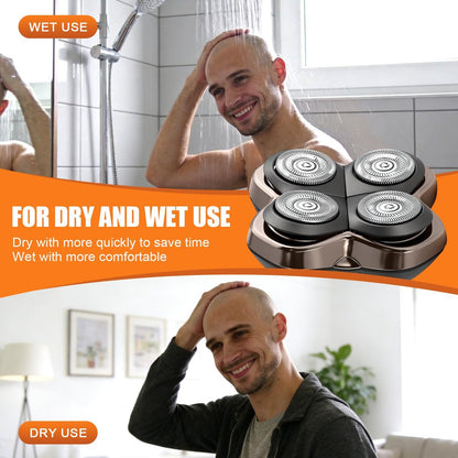 BILLAR Replacement Blade Shaver PRO 4 Head for Electric Shaver – Compatible with Skull Pitbull, Butterfly Kiss PRO & Palm Shavers (3 Pack with Cleaning Brushes)