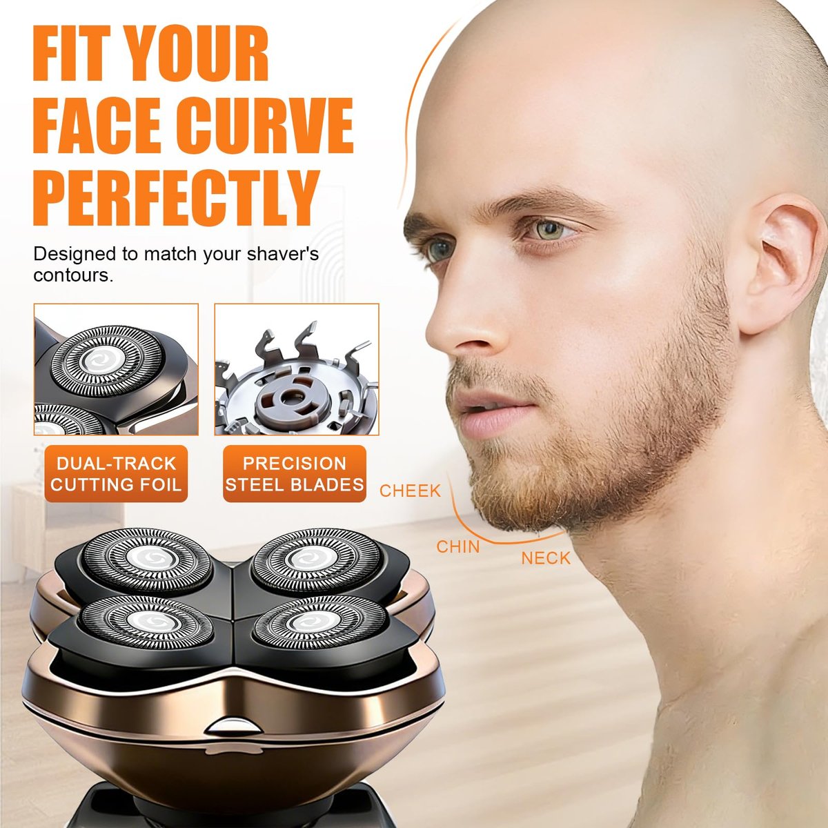 BILLAR Replacement Blade Shaver PRO 4 Head for Electric Shaver – Compatible with Skull Pitbull, Butterfly Kiss PRO & Palm Shavers (3 Pack with Cleaning Brushes) - görsel 9